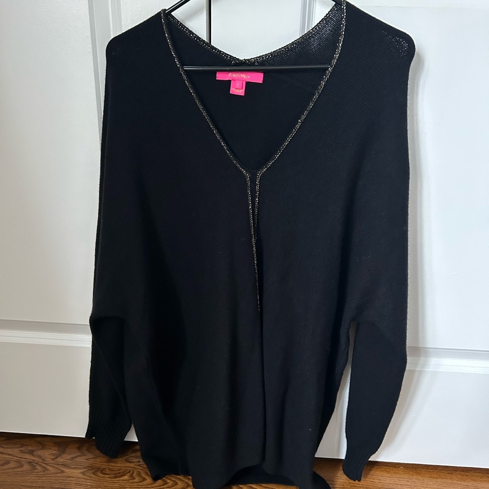 Lilly Pulitzer black and gold sweater, size L